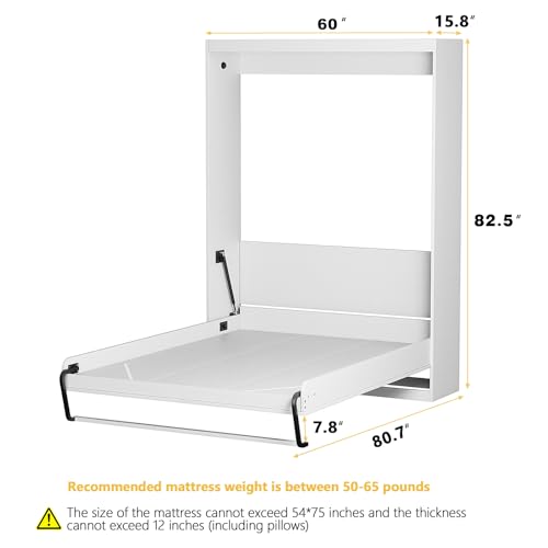 Twin Size Murphy Wall Bed, White, Space-Saving X16799