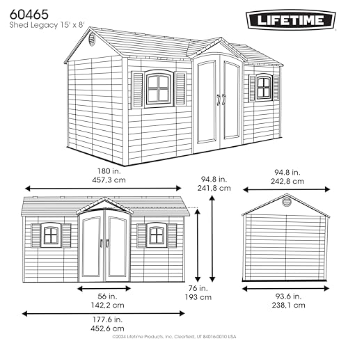 Outdoor Storage Shed, 15 x 8 Foot M918