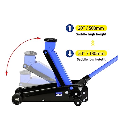 Heavy Duty Hydraulic Floor Jack, Low Profile Steel Racing Jack, 2 Ton Capacity, Blue H1350