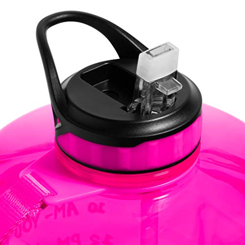 Half Gallon Water Bottle with Time Markers and Straw 64 oz Y6313