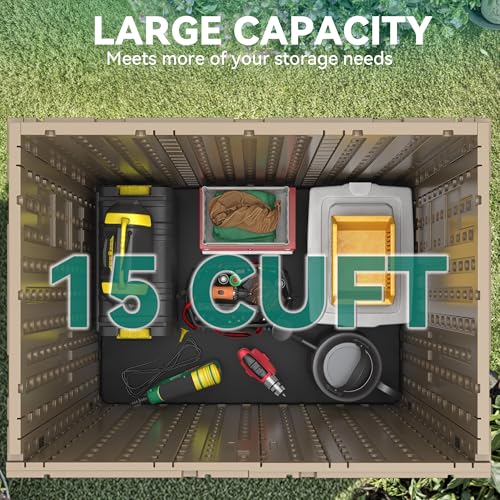 Outdoor Storage Cabinet with 2 Shelves, Waterproof Resin Tool Shed, Lockable, Dark Gray M33386