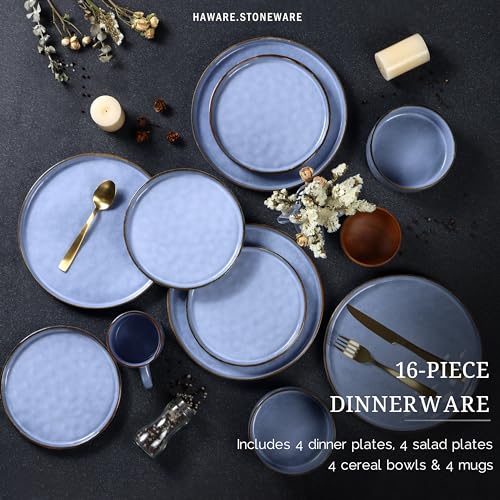 16-Piece Stoneware Dinnerware Set for 4, Chip Resistant, Microwave and Dishwasher Safe M5383