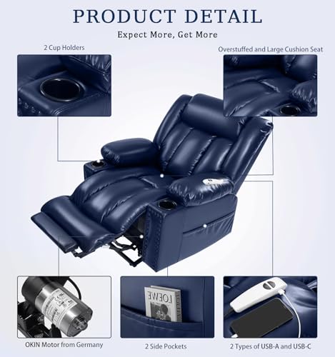 Power Lift Recliner Chair for Elderly with Heat and Massage, Adjustable Positions, Dark Brown P618617