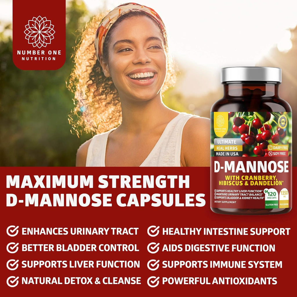 D Mannose with Cranberry and Hibiscus, 1350mg, 120 Veg Caps H67816