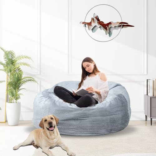 Bean Bag Chair for Adults 3FT, Soft Removable Cover, Light Gray X3039