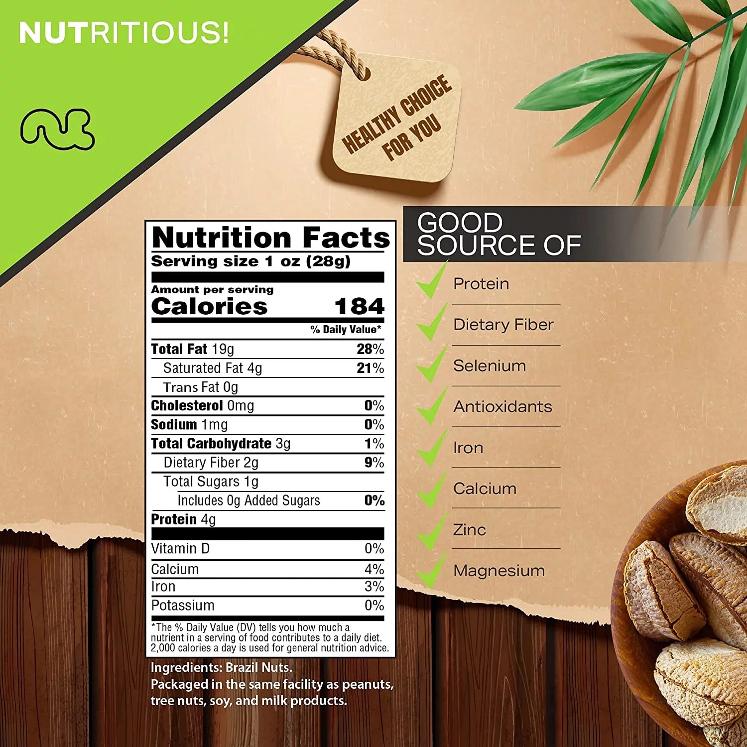Raw Brazil Nuts In Shell, Whole 32oz G576875