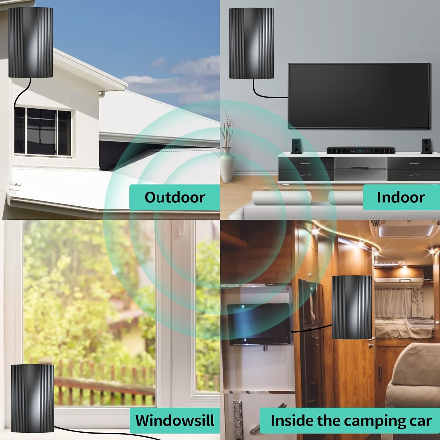 TV Antenna 550+ Miles, Indoor Outdoor Digital Antenna for HDTVs, 4K 1080P HD with Amplifier Signal Booster & 33FT Coaxial Cable V4591
