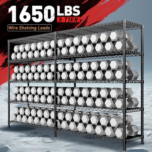 Metal Storage Shelving Unit 5-Tier Heavy Duty Adjustable Wire Shelves F25196