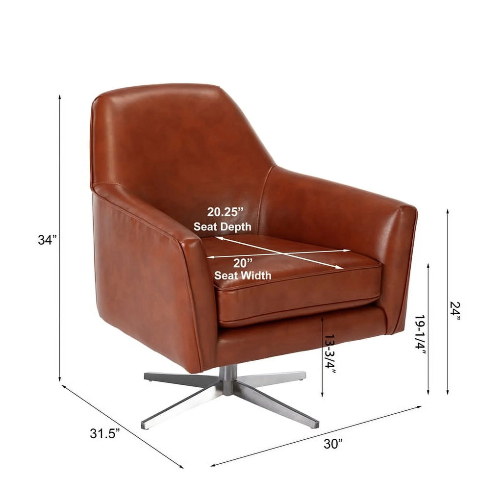Mid-Century Faux Leather Swivel Armchair H237