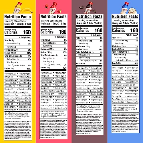 Protein Shake Variety Pack, 30g Protein, 1g Sugar, 11.5 Fl Oz (8 Pack) O5944