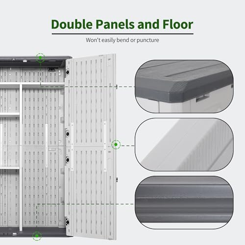 Plastic Storage Shed 4.3 x 2.5 ft, Waterproof Outdoor Cabinet with Floor L995