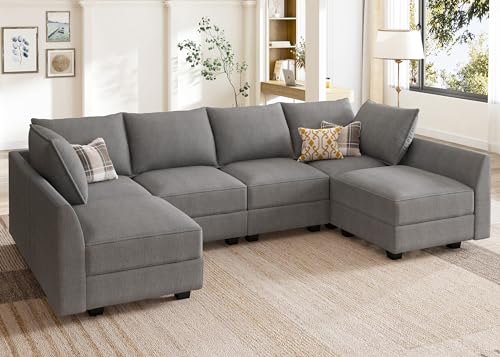 Modular Sectional Sofa with Storage, Grey Z479035