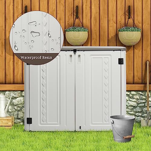 Outdoor Storage Shed, Resin Cabinet with Lockable Weatherproof Design O6489