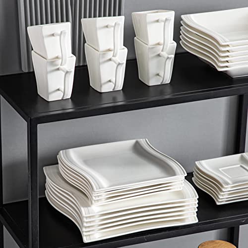 Ivory White Porcelain Dinnerware Set, 60 Piece for 12 H670941