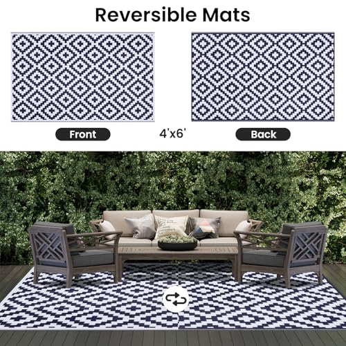 Waterproof Outdoor Rug 5x8 ft, Reversible Plastic Straw Patio Mat Z2613