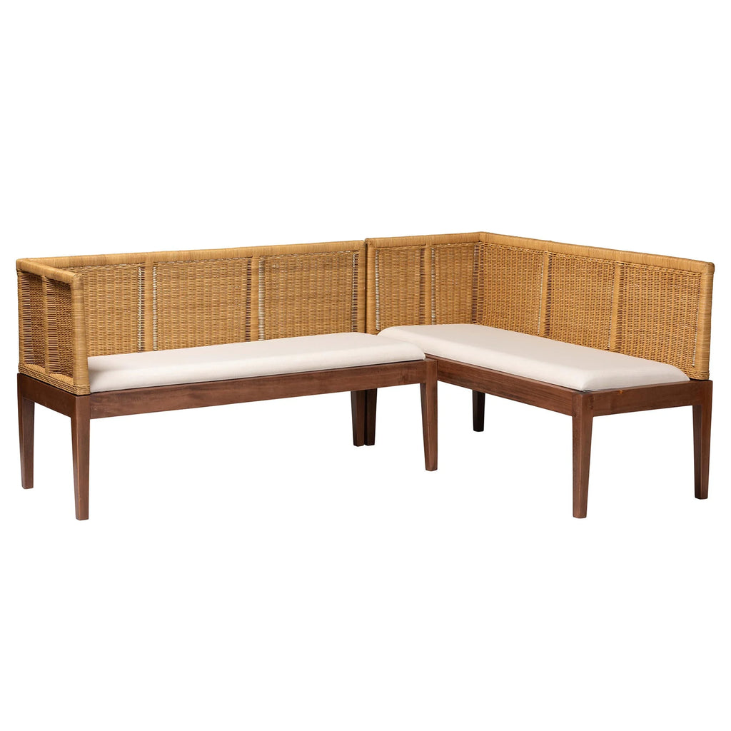 Boho Dining Nook Banquette Set, 2-Piece, Brown R6459