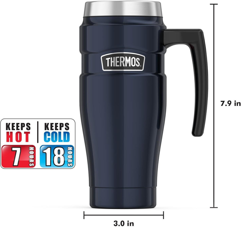 16 oz Vacuum-Insulated Travel Mug, Blue Y26795