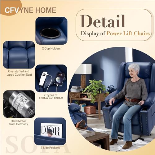 Power Lift Recliner Chair for Elderly with Heat and Massage, Adjustable Positions, Dark Brown P618617
