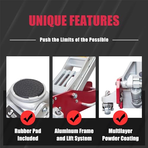 Hydraulic Low Profile Racing Floor Jack, 1.5 Ton Capacity E34626