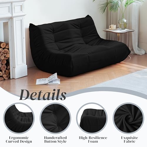 Bean Bag Chair for Adults, Suede & Microfiber Corner Lounge Sofa, 3-Seater, Beige F9802