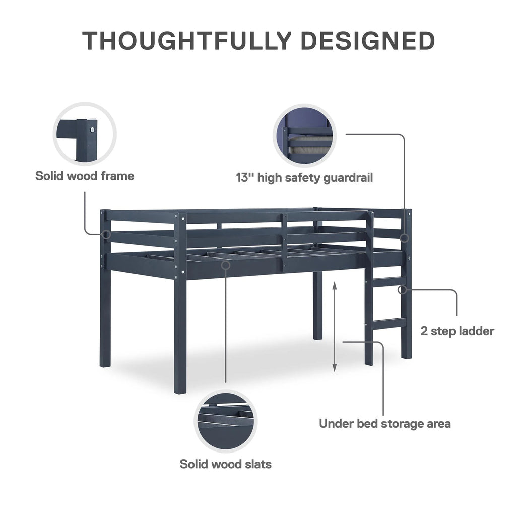 Junior Twin Loft Bed, Blue Q8172