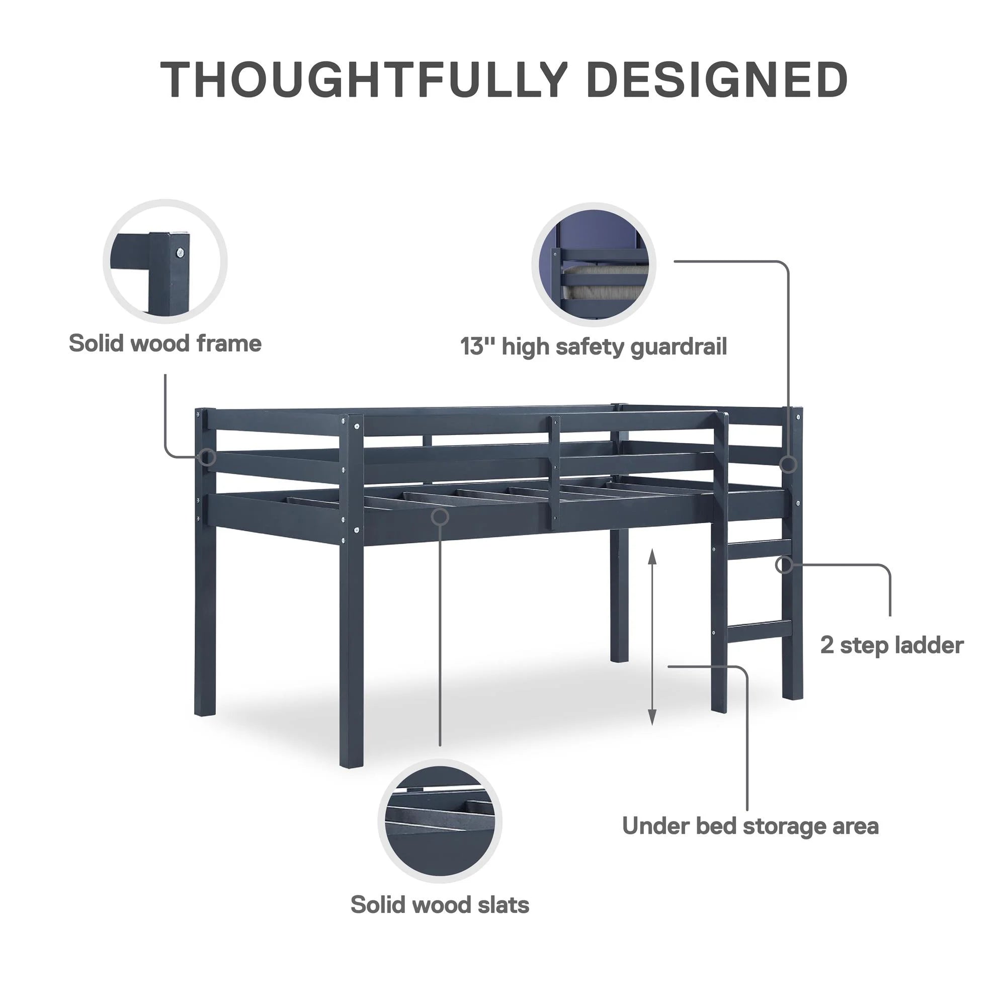 Junior Twin Loft Bed, Blue Q8172