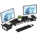 Large Dual Monitor Stand - Computer Monitor Stand, Desk Shelf For Monitor, Wood Monitor Stand With Adjustable Length And Angle, Desktop Organizer, Large Monitor Stand For Pc, Laptop (Vintage)