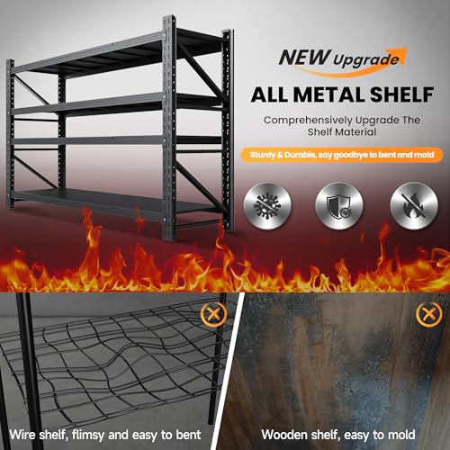 Heavy Duty 4-Tier Metal Garage Shelving Unit, Adjustable Steel Storage Rack D5378
