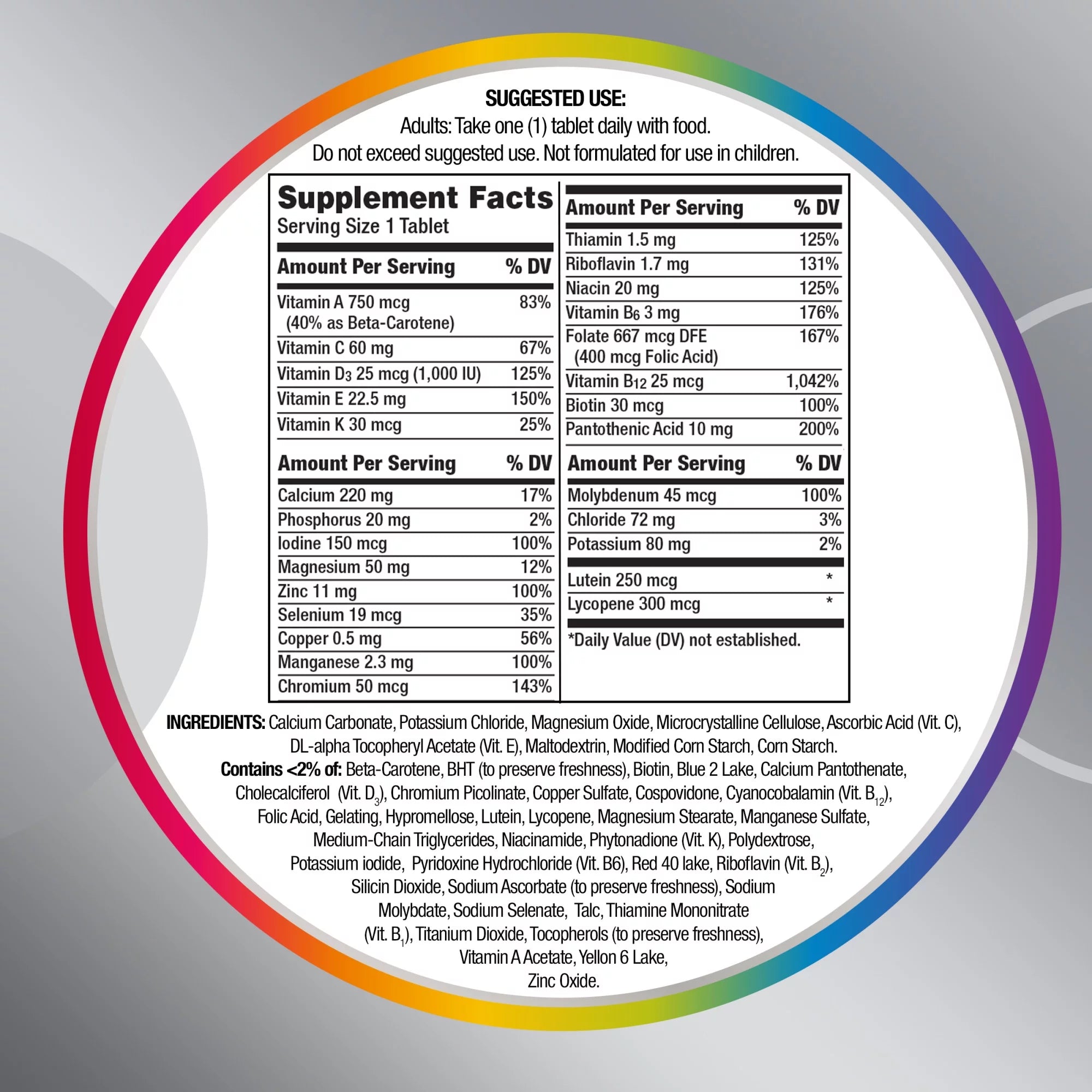 Multivitamin for Adults 50 Plus, 325 Ct E6086