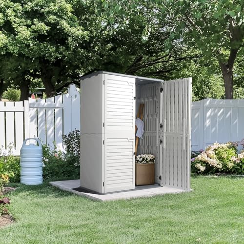 Outdoor Storage Shed, Resin Cabinet with Lockable Weatherproof Design O6489