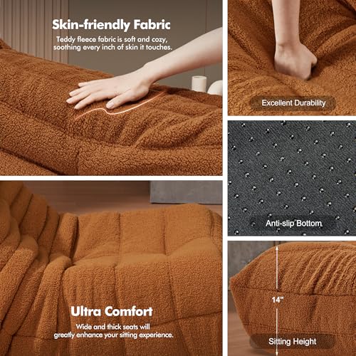 Bean Bag Chair for Adults with Memory Foam, Black Plush X409228