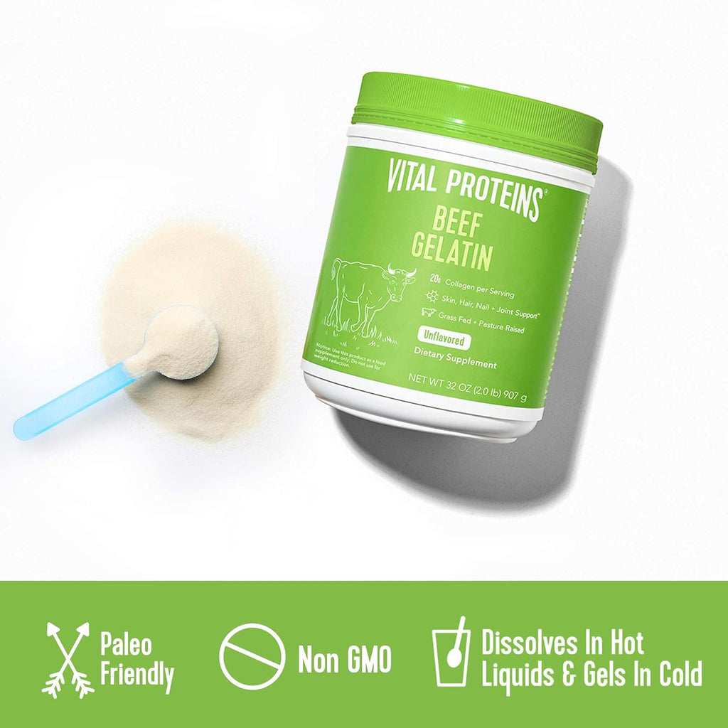 Beef Gelatin Powder, Grass-Fed Collagen Supplement, Non-GMO, Gluten & Dairy Free - 32 oz F845978