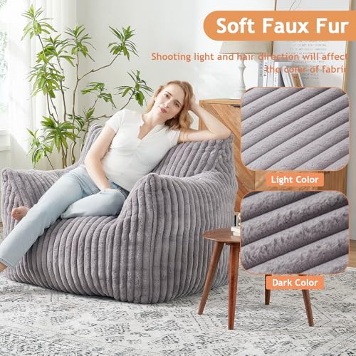 Plush Bean Bag Chair with Armrests for Adults and Teens M473