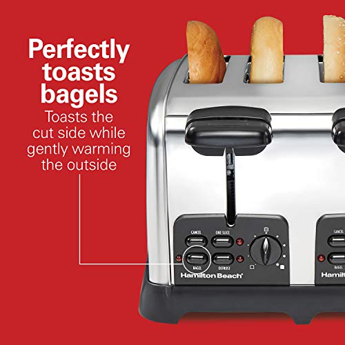 Retro 4 Slice Toaster with Wide Slots, Bagel & Defrost Settings R918