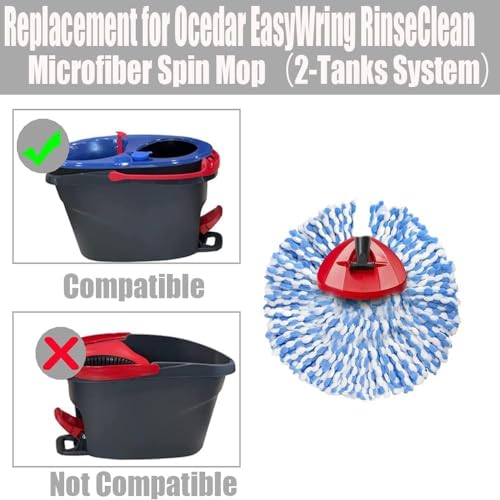 Spin Mop Replacement Head, Base and Handle with Microfiber Refills R8769