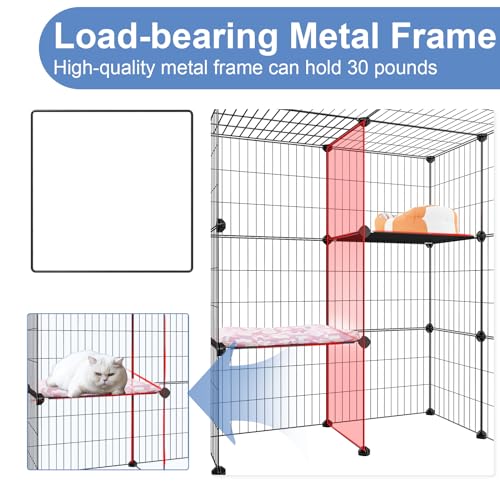3-Tier Cat Cage Indoor Enclosure DIY Catio Detachable Metal Wire Kennel Q3460