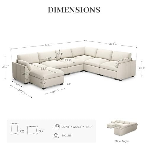 Extra Large Modular Sectional Sofa, 4-Seater L Shaped Couch, Velvet Convertible for Living Room L139