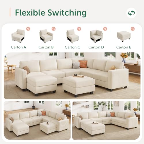 Corduroy Modular Sectional Couch with Storage, L-Shaped, 6 Seater, Dark Gray X823135