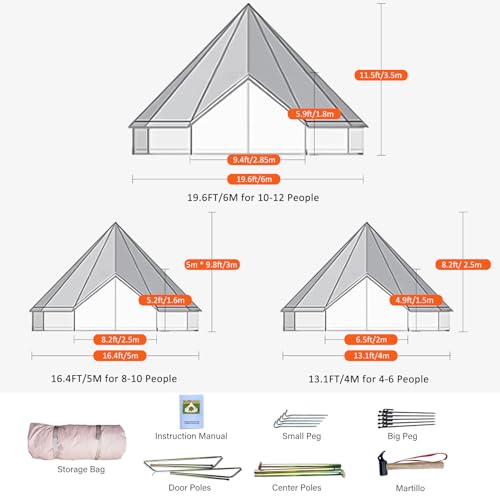 Canvas Bell Tent with 2 Stove Jacks for Family Camping H997845