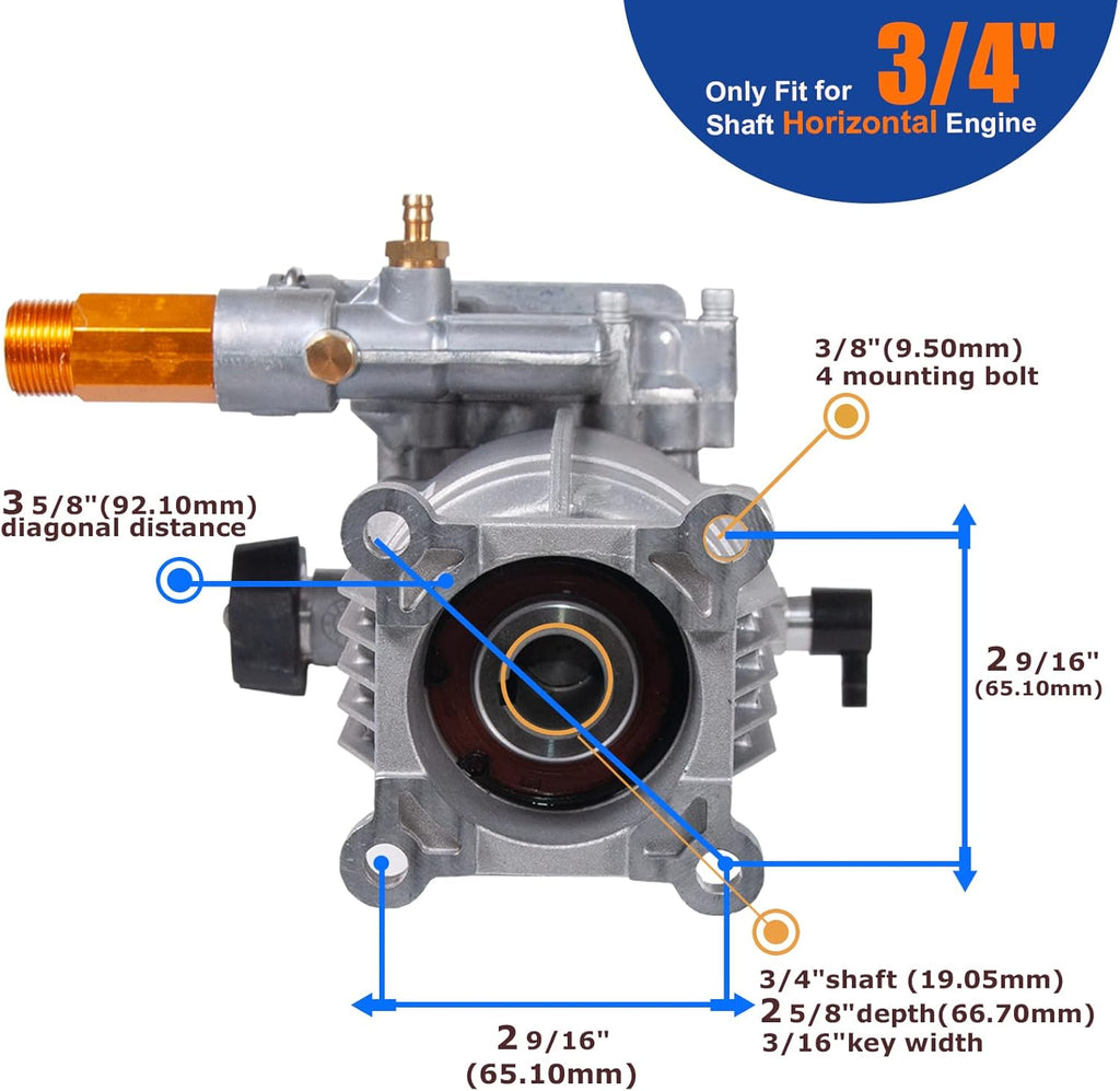 Pressure Washer Pump 3100 PSI 2.5 GPM Y5089