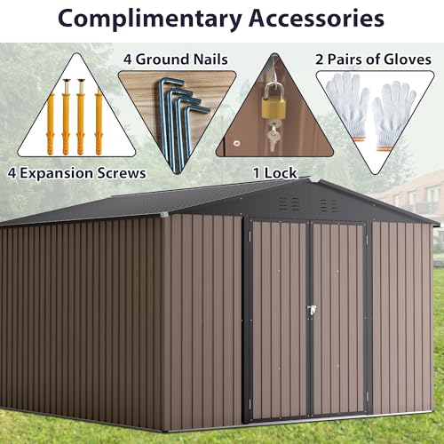 Outdoor Storage Shed, Heavy-Duty All-Weather Tool Shed with Lockable Doors C3585
