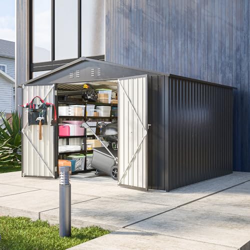 Outdoor Storage Shed, Heavy-Duty All-Weather Tool Shed with Lockable Doors C3585