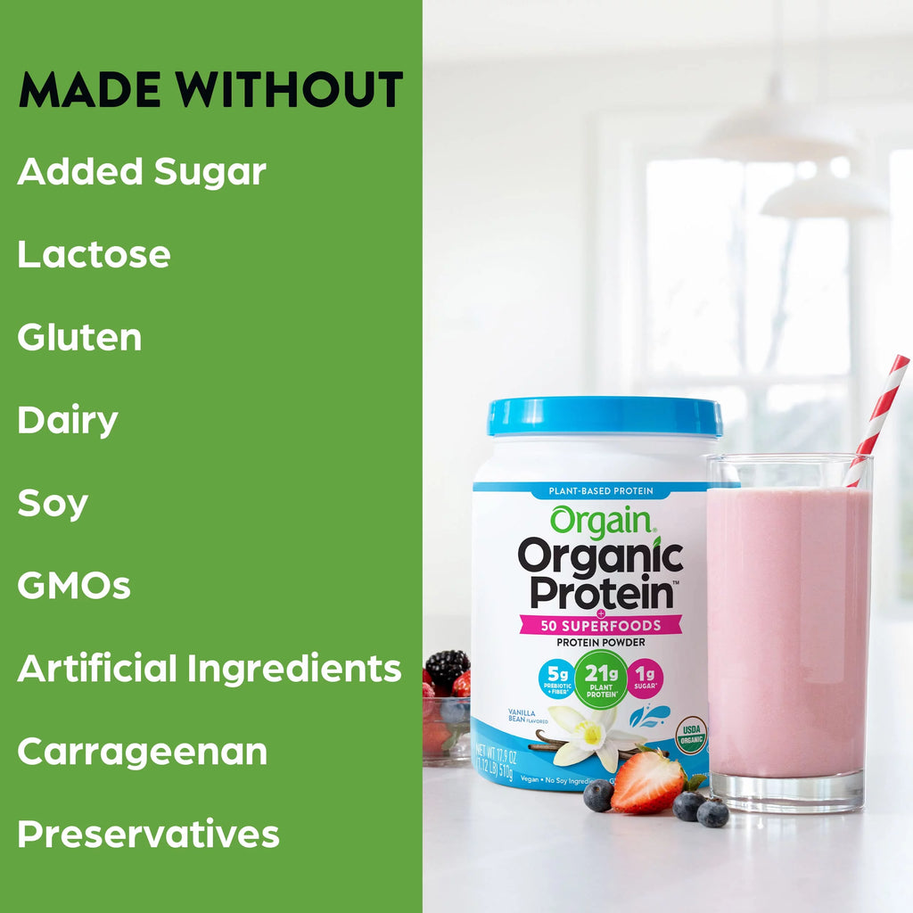 Organic Vegan Protein Powder with Superfoods, Vanilla Bean E14845