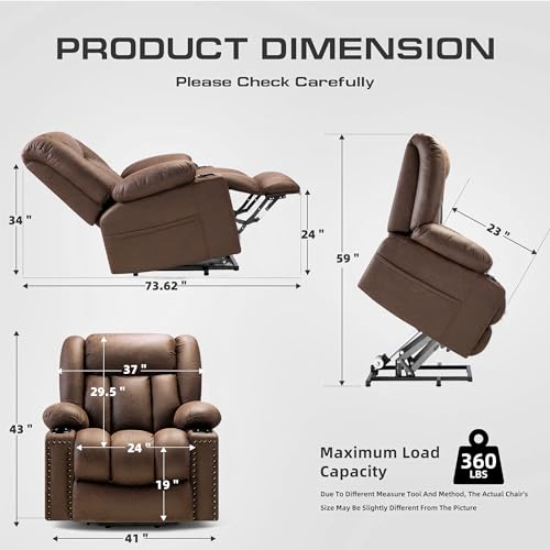 Power Lift Recliner Chair for Elderly with Heat and Massage, Adjustable Positions, Dark Brown P618617