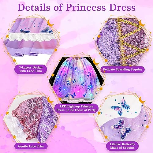 Princess Dresses for Girls Light Up Costume Halloween Toddler Gift I969