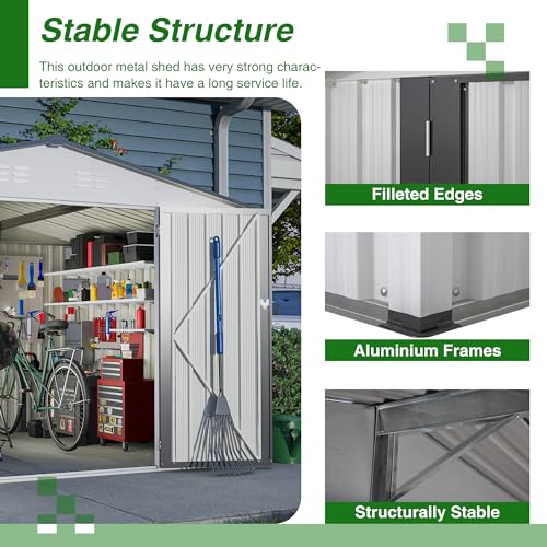 Outdoor Storage Shed, Heavy-Duty All-Weather Tool Shed with Lockable Doors C3585