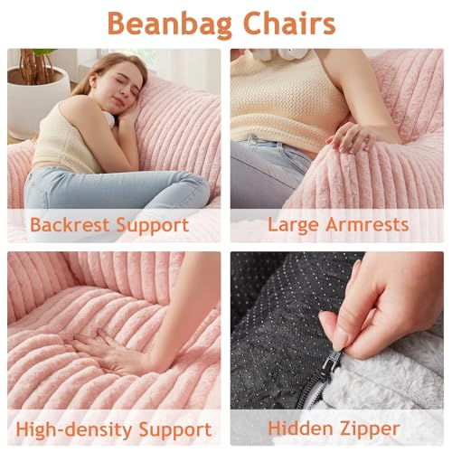 Plush Bean Bag Chair with Armrests for Adults and Teens M473