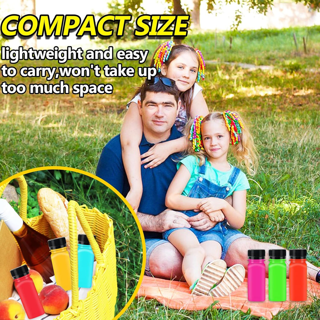 30 Small Plastic Shot Bottles with Caps and 10 Funnels D255429