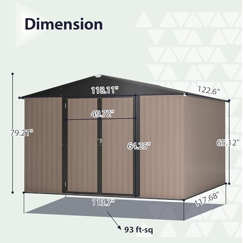Outdoor Storage Shed, Heavy-Duty All-Weather Tool Shed with Lockable Doors C3585