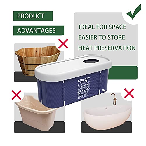Foldable Bathtub for Adults, Large Soaking Tub for Spa, 47.3 x 21.7 x 19.7 inches E482